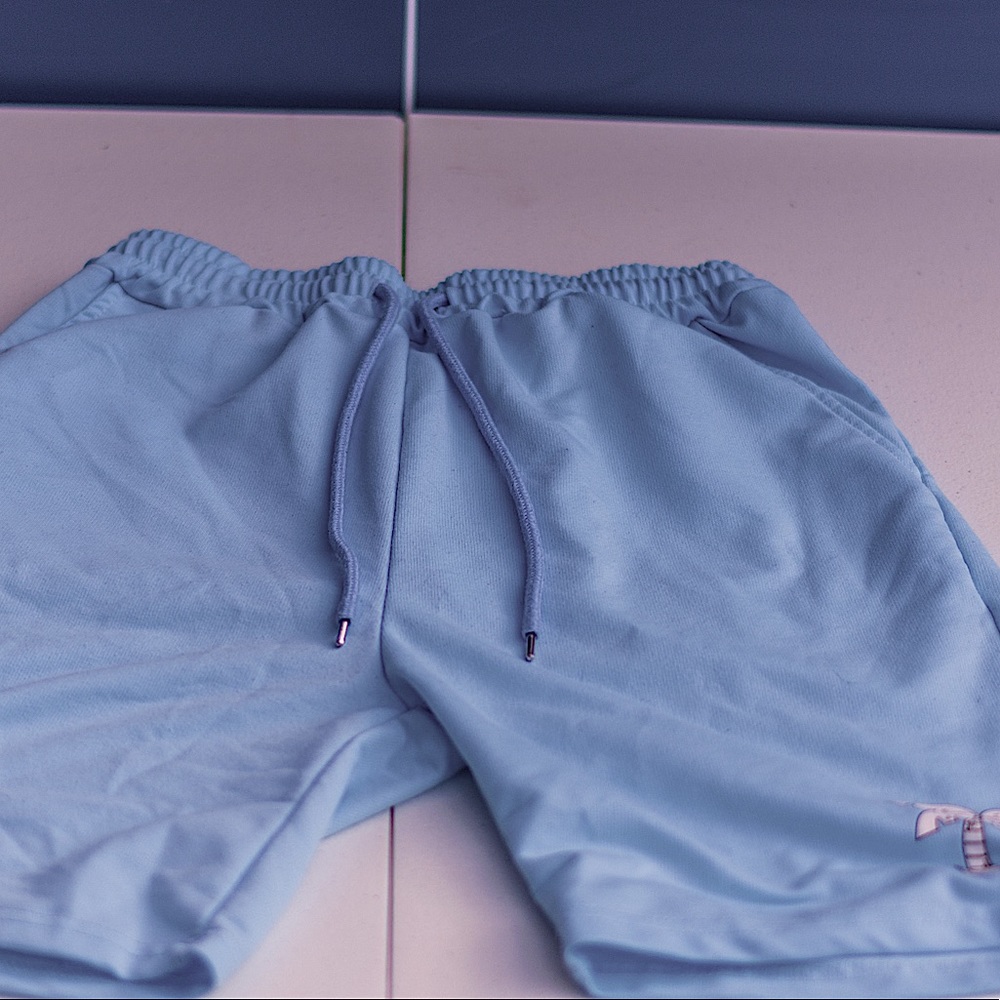 Small(size) light blue, medium length shorts from SHEIN